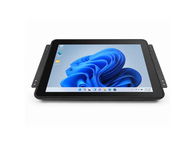 10.1-inch 1280x800 pure-flat PCAP industrial touch monitor with side mounting brackets