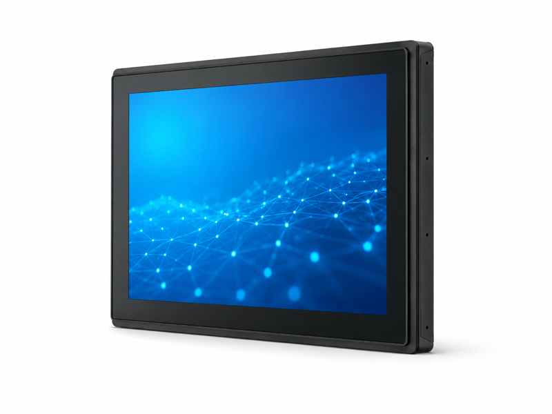 Open frame industrial touch screen monitor with stepped front bezel for OEM enclosure integration