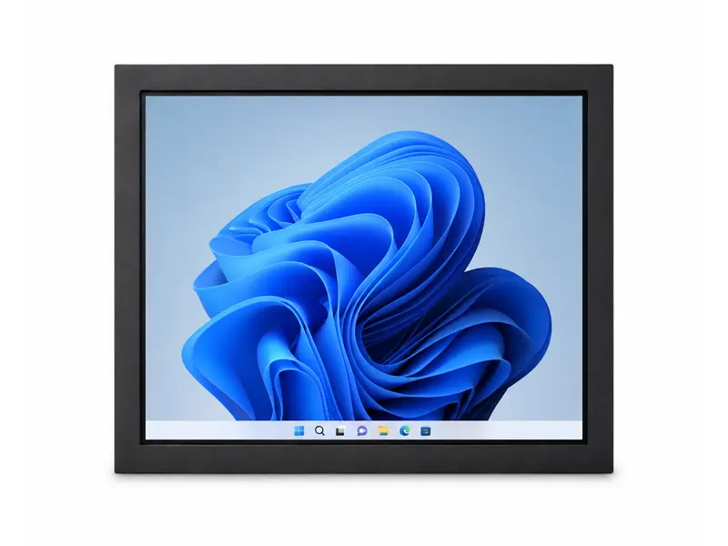 19-inch industriële touchscreenmonitor met ijzeren frame, VESA-bevestiging en ingebouwde bevestigingsmogelijkheid