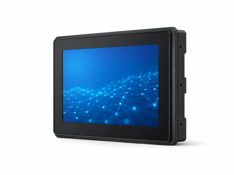 7 inch stepped open frame touch monitor with black industrial bezel