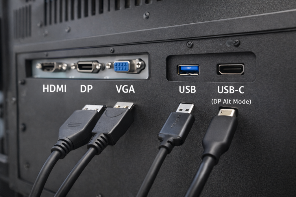 Open frame monitor interface compatibility review for controller I/O video input touch communication and power connection