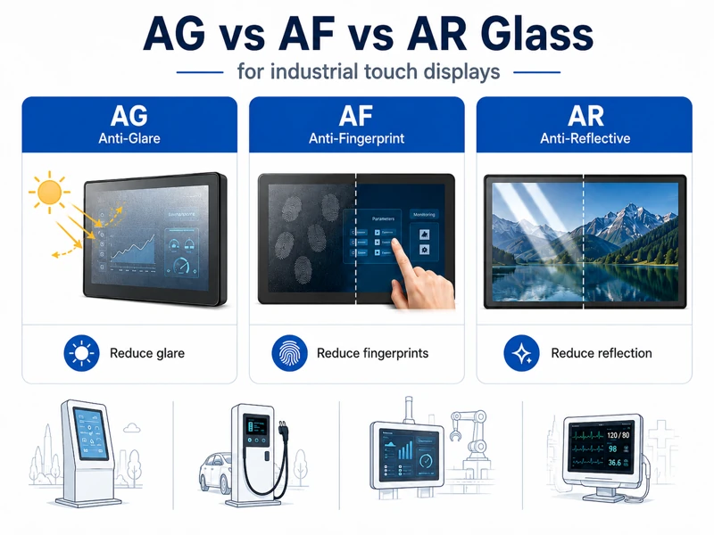 産業用タッチディスプレイ向けAG・AF・ARガラスの比較