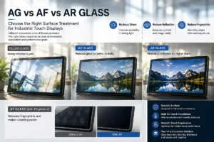 AG AF and AR glass treatments for industrial touch displays