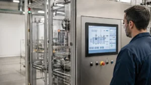 Industrial panel PC integrated into an automated production machine