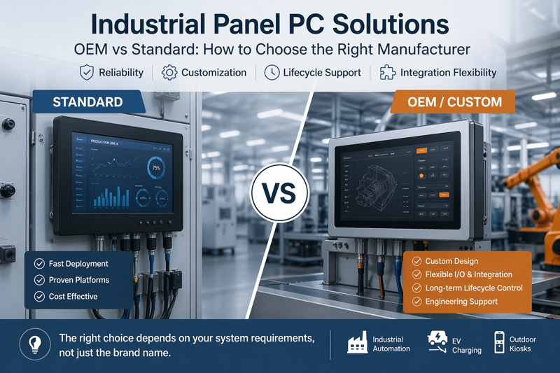 Industrial panel PC used in industrial automation system with custom OEM integration