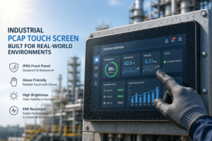 industrial PCAP touch screen used in harsh environment with sunlight and EMI conditions