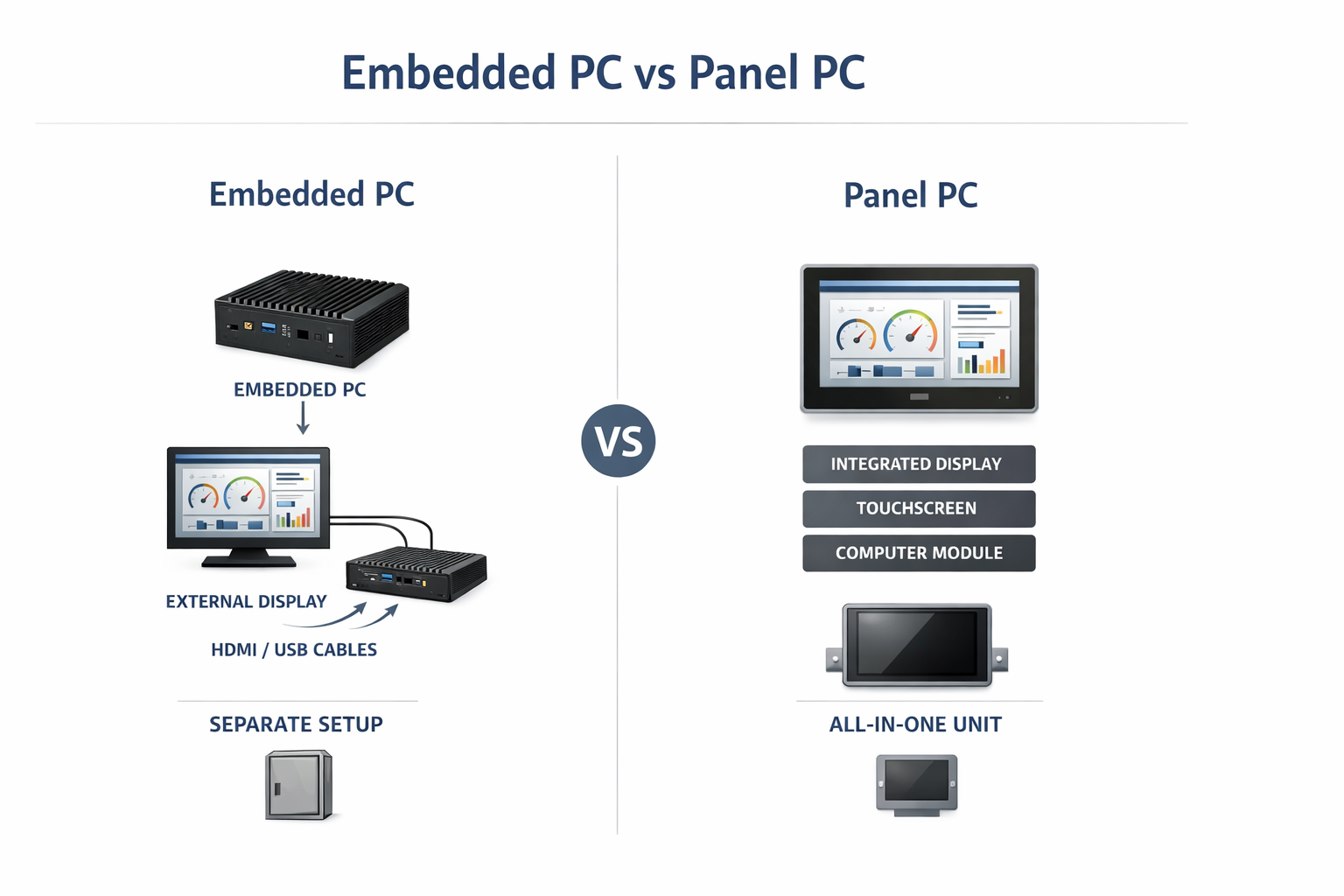 embedded pc vs panel pc architecture comparison industrial systems