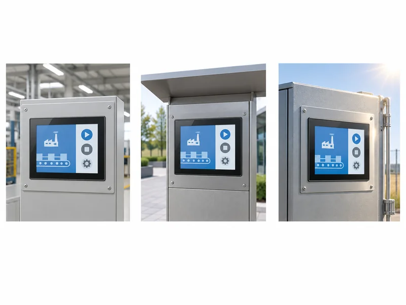 Industrial touch displays in indoor, sheltered outdoor and direct sunlight installations