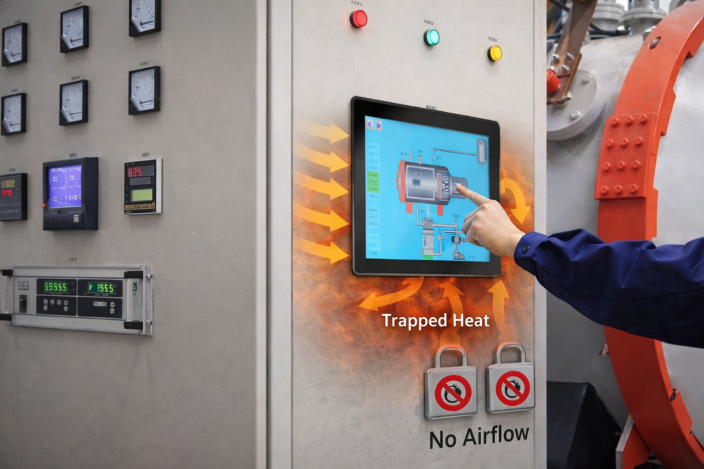 industrial panel pc overheating in sealed control cabinet due to poor airflow