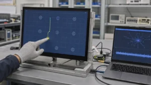 Industrial PCAP touch screen sensitivity testing with work gloves