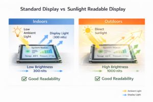 alt=sunlight readable display brightness comparison 1000 nits vs standard 300 nits display