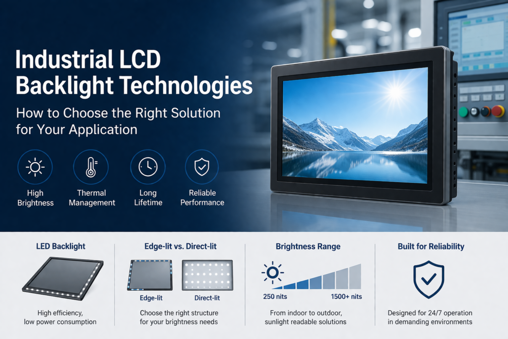 industrial lcd backlight structure with led edge-lit and direct-lit comparison for high brightness display applications
