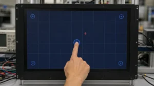industrial touch screen accuracy test showing touch point offset