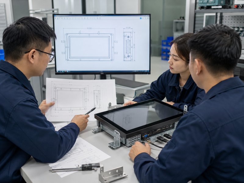 Engineering review for industrial monitor enclosure drawing and mounting integration