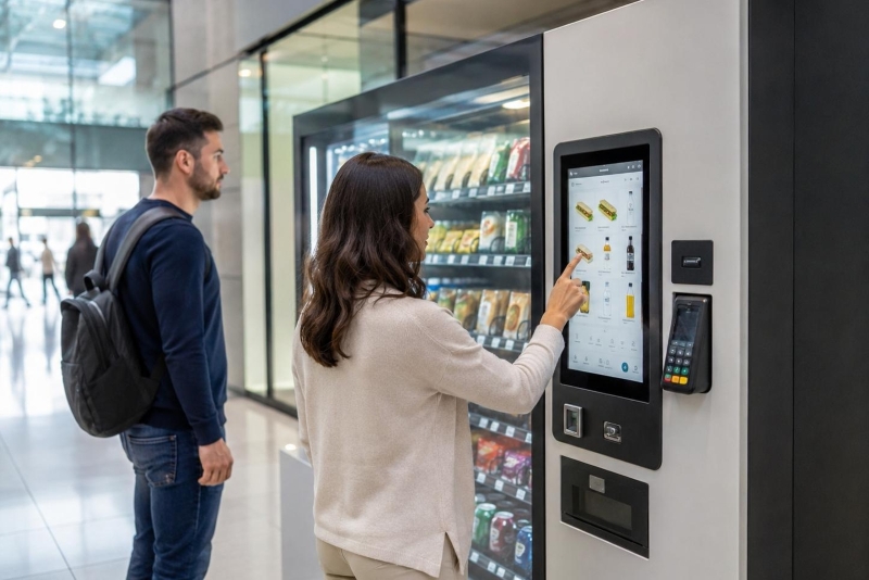 Industrial touch monitor used in vending and automated service machines