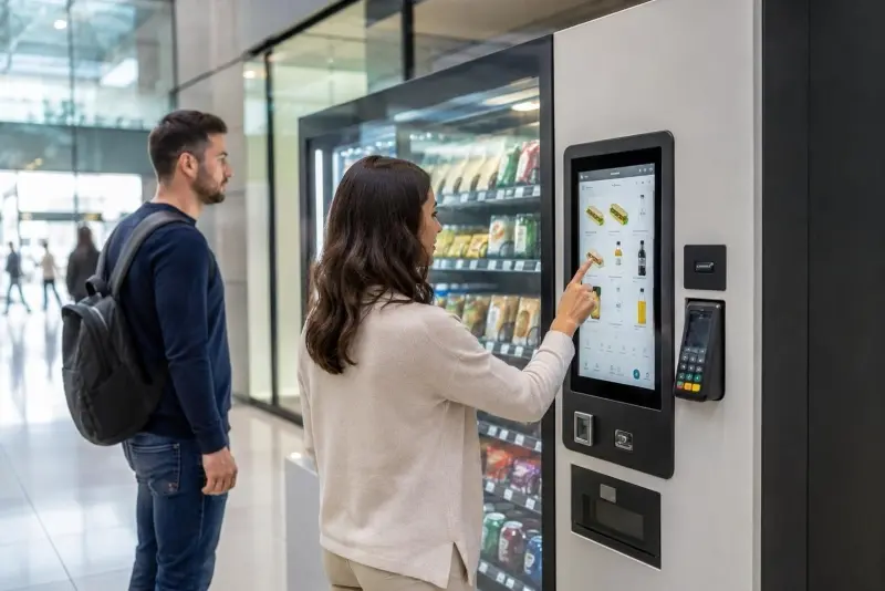 Industrial touch monitor used in vending and automated service machines