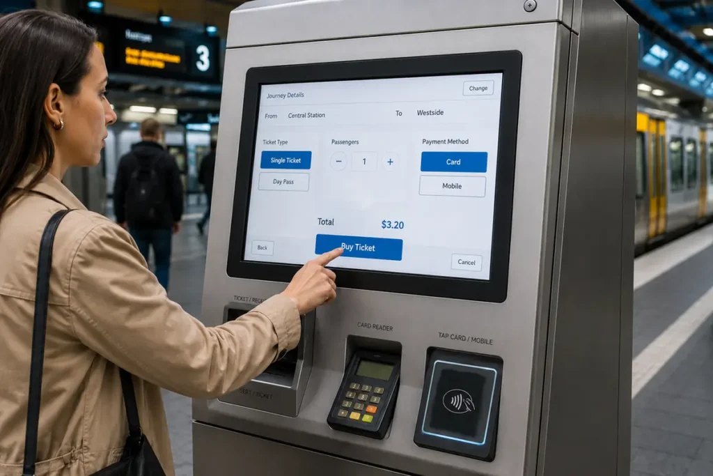 Industrial touch monitor used in a railway ticketing and fare collection terminal