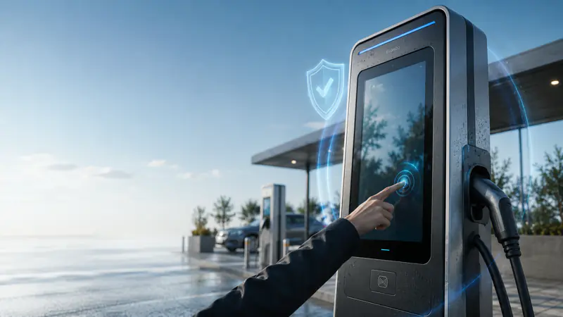 Écran tactile PCAP IK10 destiné aux bornes de recharge pour véhicules électriques en extérieur