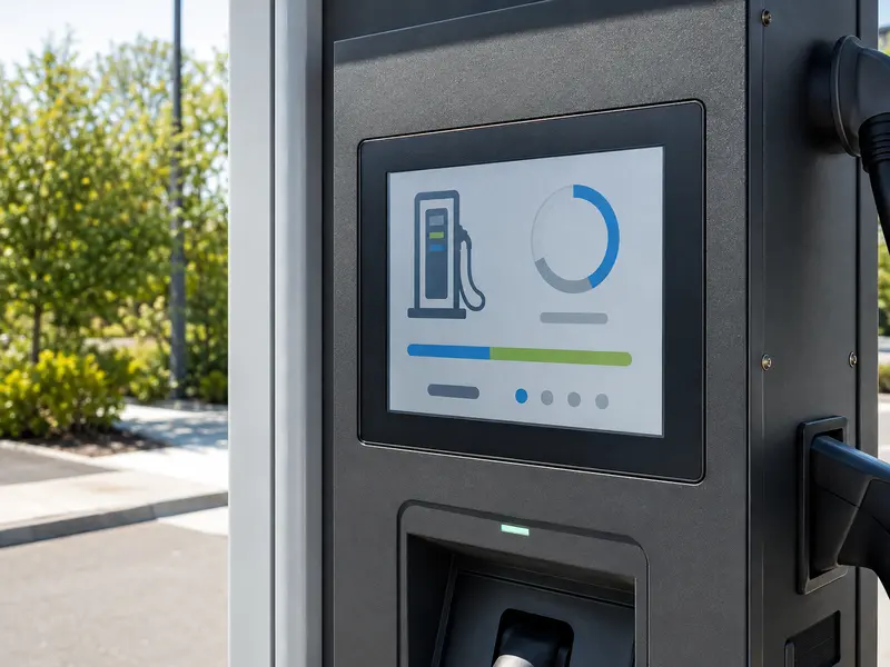 Monitor tátil industrial legível à luz solar, integrado em equipamento OEM de carregadores de veículos elétricos para exterior